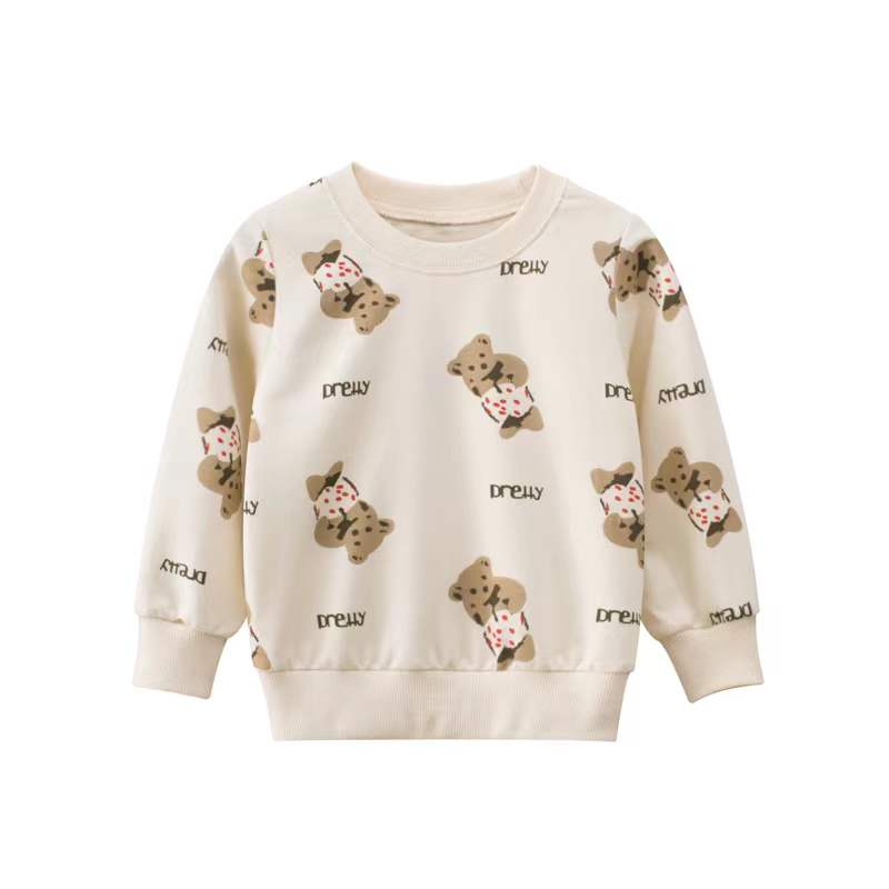 Casual Sweatshirt,Bear Print Round Collar Sweatshirt,Spring Sweatshirt 1