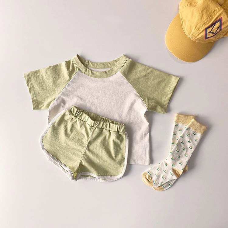 Kids Clothes Sets Baby Boys and Girls Color Patchwork Design Round Neck ...