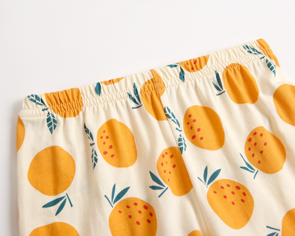 Cute Baby Pajamas Baby Fruit Print Belt Design Short-Sleeved Top Combo ...