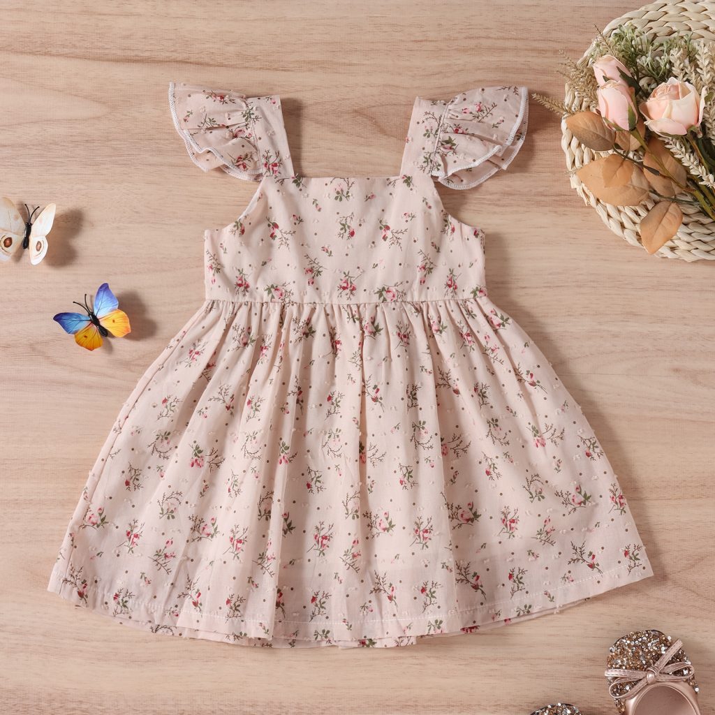 1-7Y Baby Girl Dress Baby Girl Ditsy Floral Print Butoon Front ...