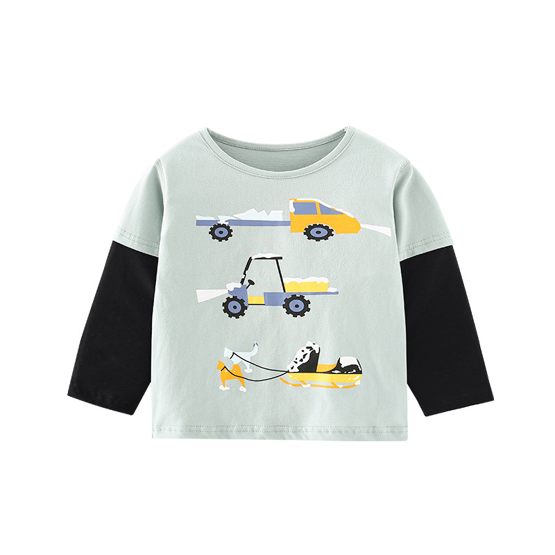 Long Sleeve Shirt For Autumn Baby Boy Cartoon Truck Pattern False 2 ...