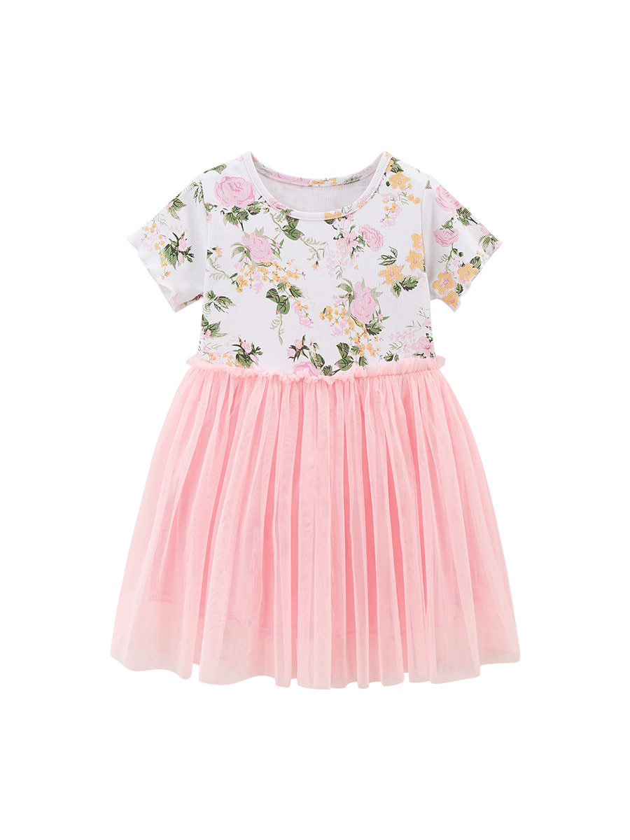 Short Sleeve Dress Wholesale Spring and Summer Baby Girls Crew Neck ...