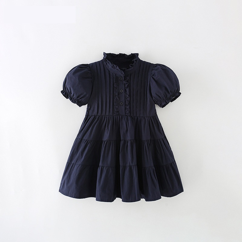 High Quality Baby Dress Baby Girls Kids Solid Color Short Sleeve Ruffle ...
