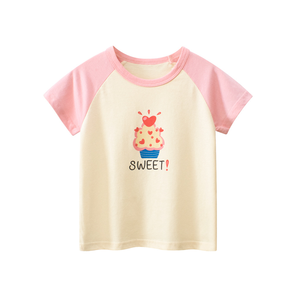 Wholesale Price Kids T-Shirt Adorable Cartoon Print Girls' Patchwork T ...
