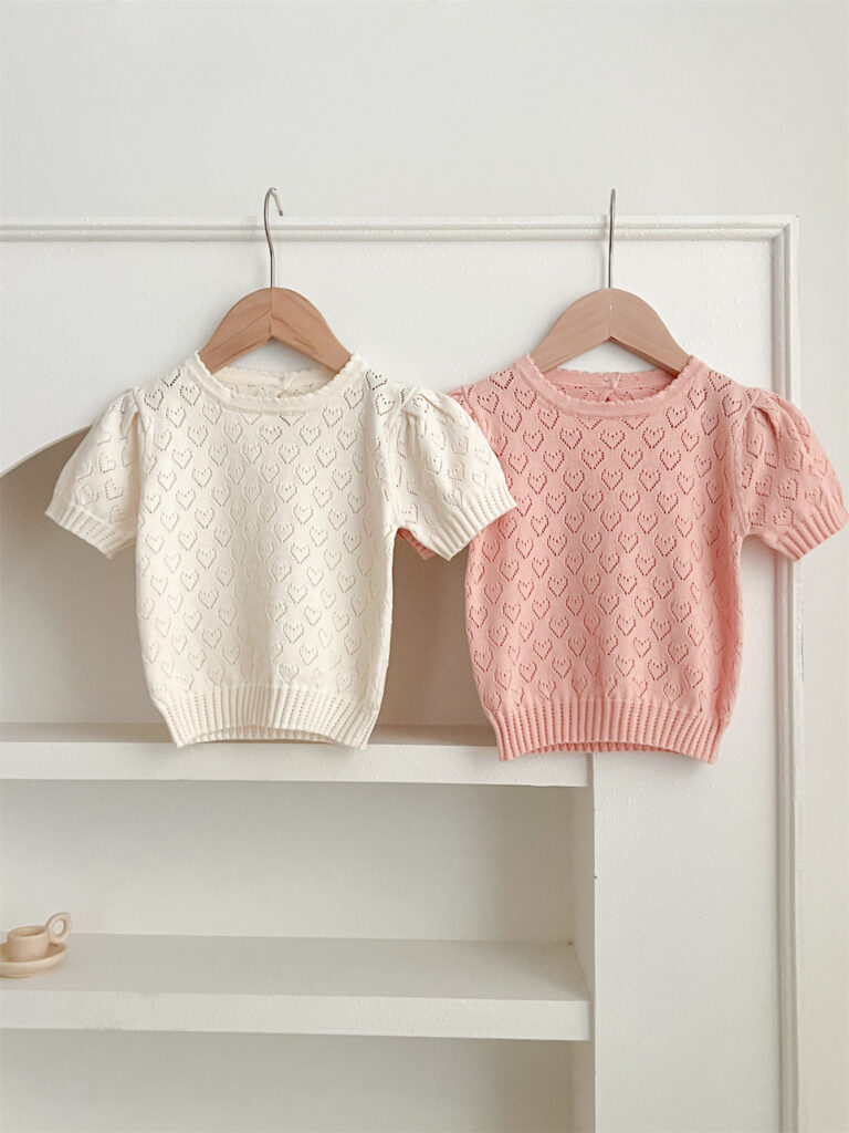 Hollow Out Knitted T-shirt for Girls 1