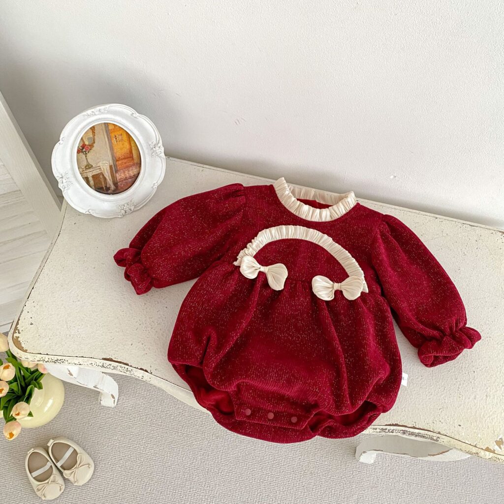 Baby Girls Cozy Red Onesies 1