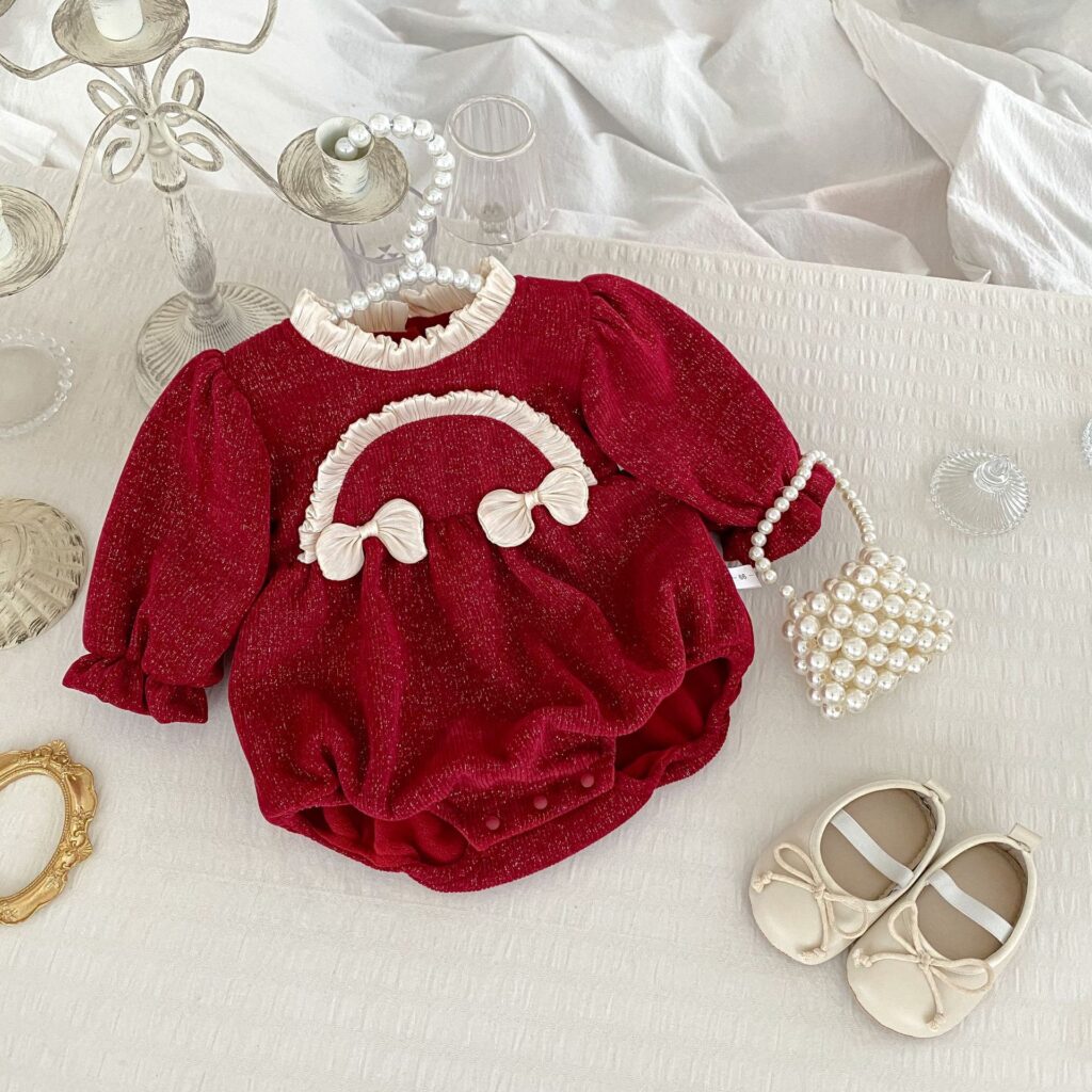 Baby Girls Cozy Red Onesies 4