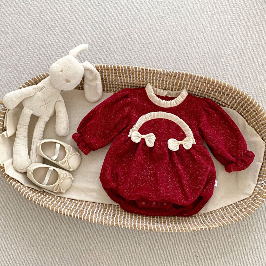 Baby Girls Cozy Red Onesies 6