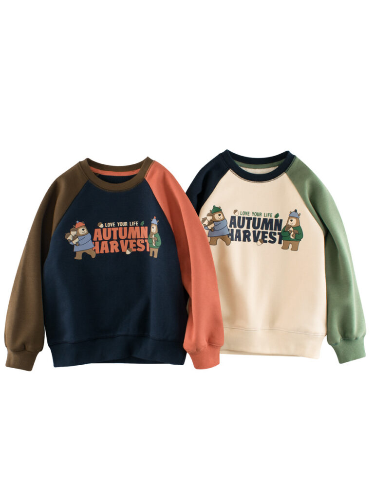 Kids Warm Letters Printed Pullover 1