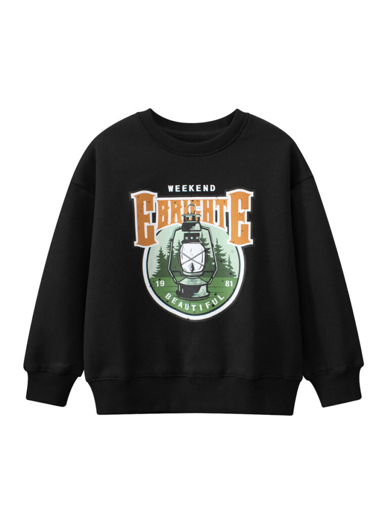 Kids Warm Letters Printed Pullover 1