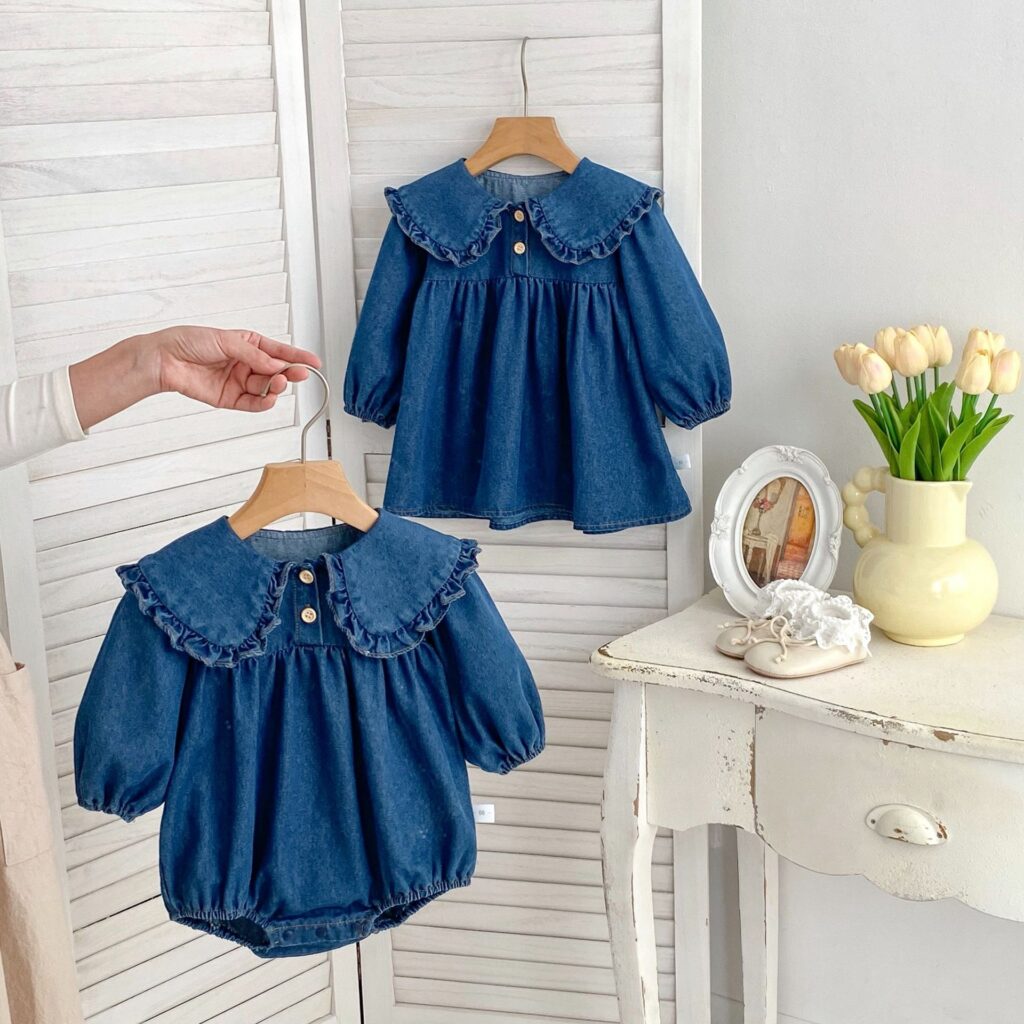 Denim Matching Onesies and Dress 2